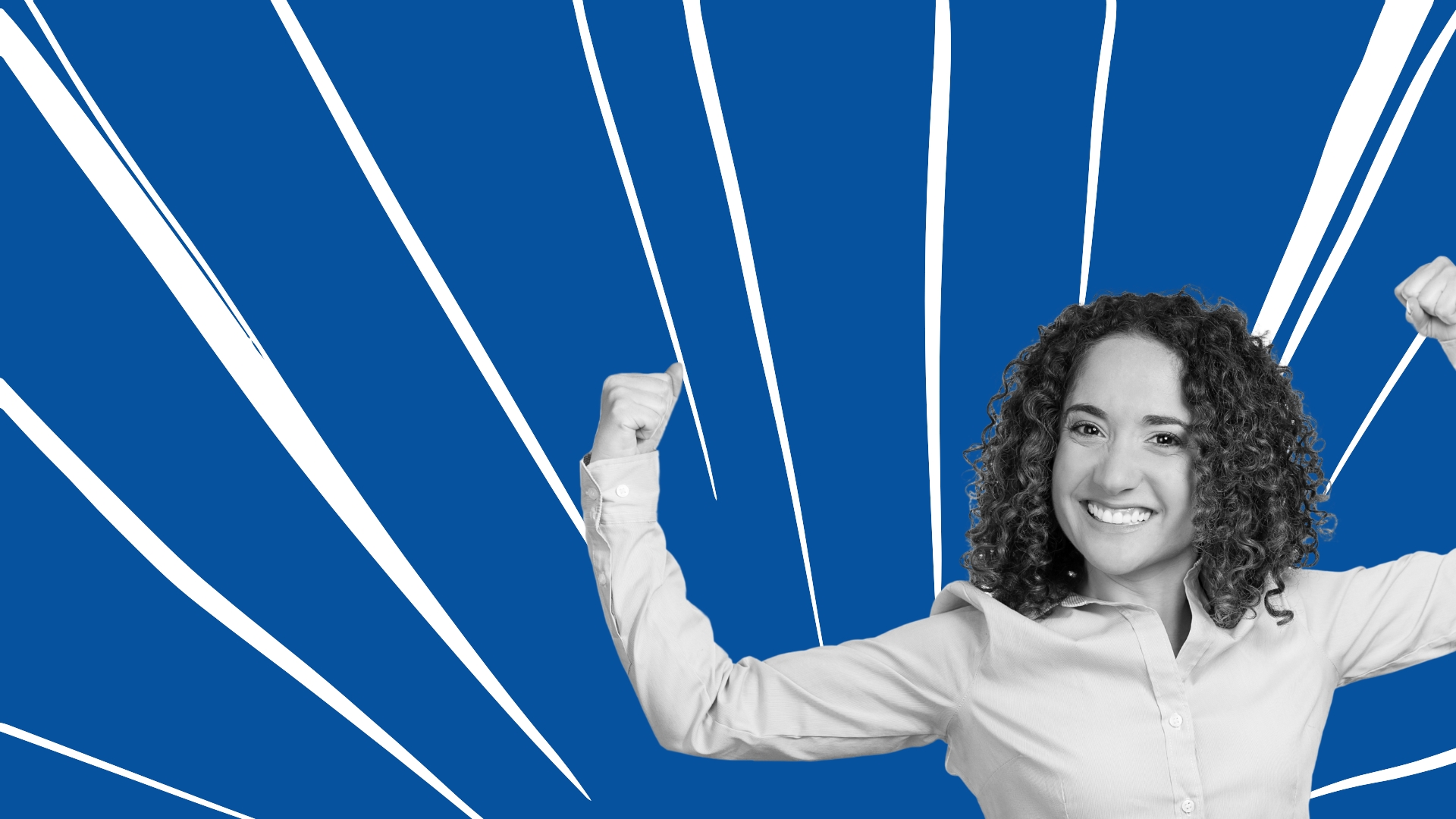 Smiling Professional Woman with Sunburst